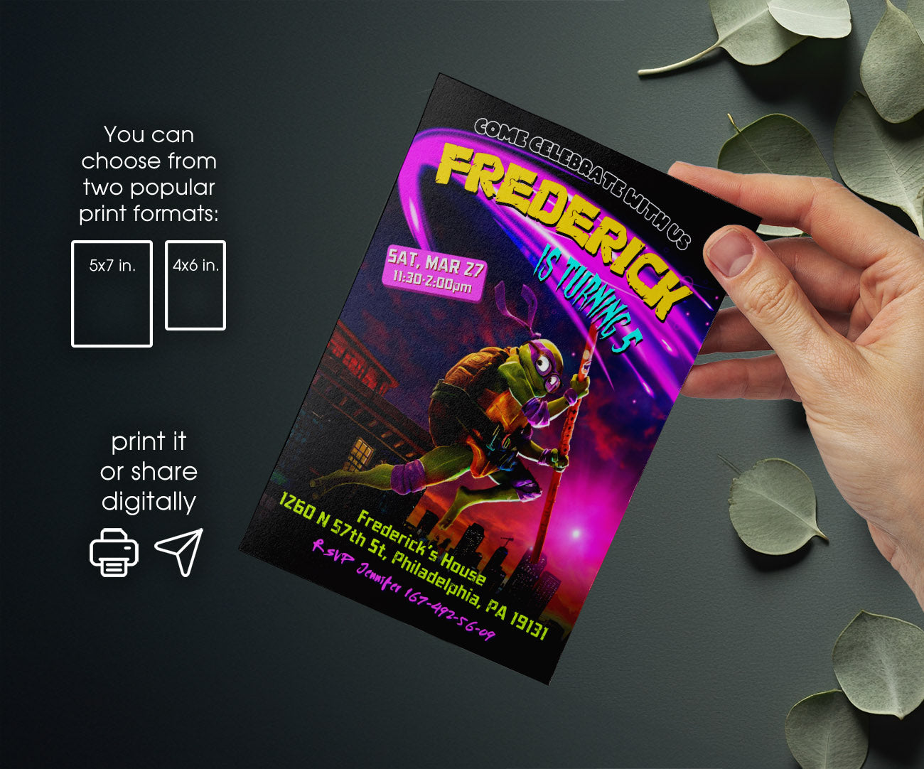 Teenage Mutant Ninja Turtles Mutant Mayhem customizable invitation template | Share or Print | boy | UZ335