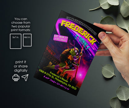 Teenage Mutant Ninja Turtles Mutant Mayhem customizable invitation template | Share or Print | boy | UZ335