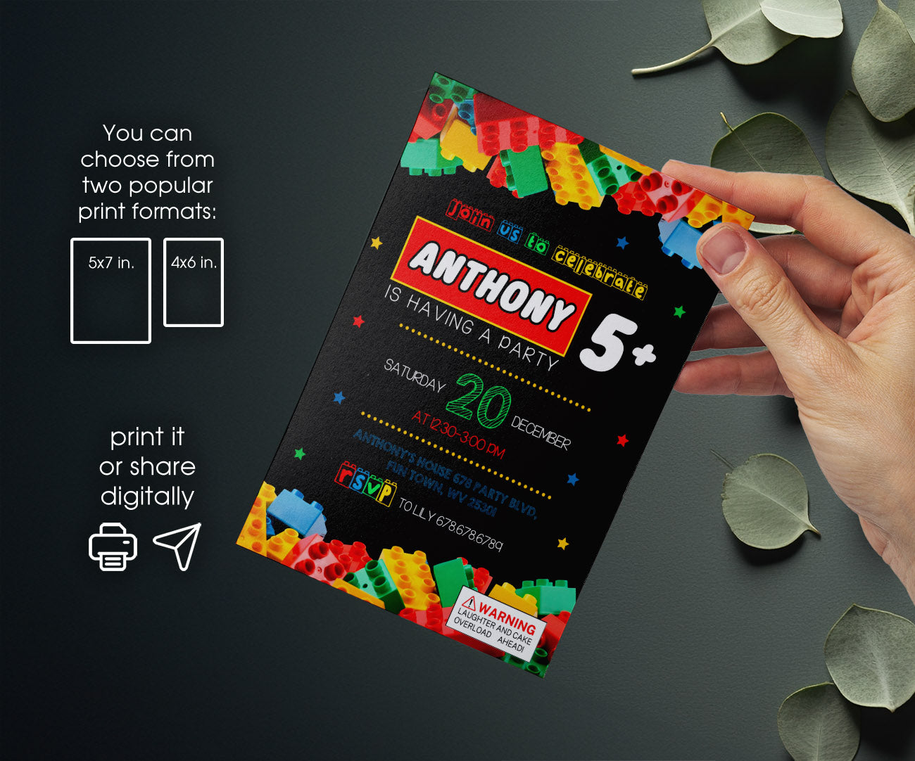 Lego customizable invitation template | Share or Print | MB804