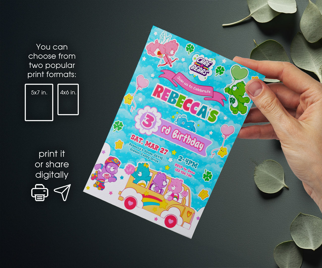 Care Bears customizable invitation template | Share or Print | UP463