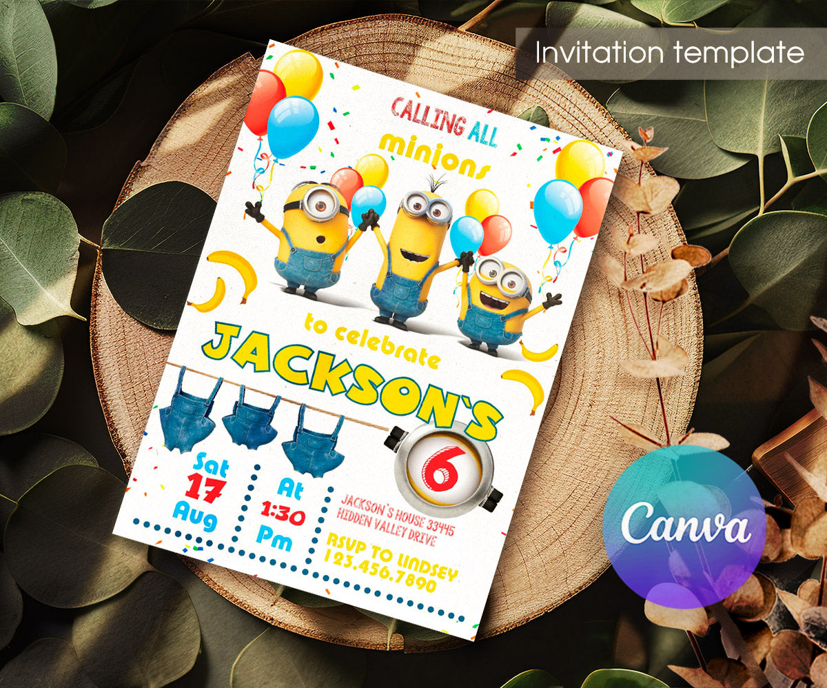 Minions Despicable Me customizable invitation template | Share or Print | IC300