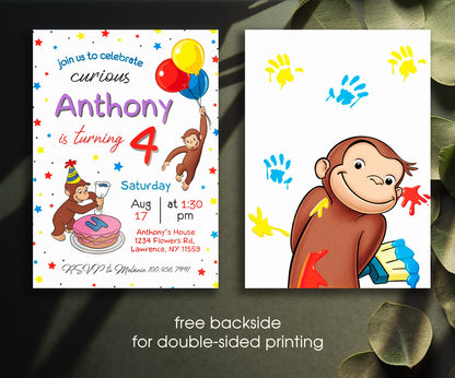 Curious George Monkey customizable invitation template | Share or Print | BV965