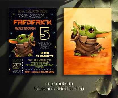 Baby Yoda Grogu Star Wars Mandalorian customizable invitation template | Share or Print | boy | SG558