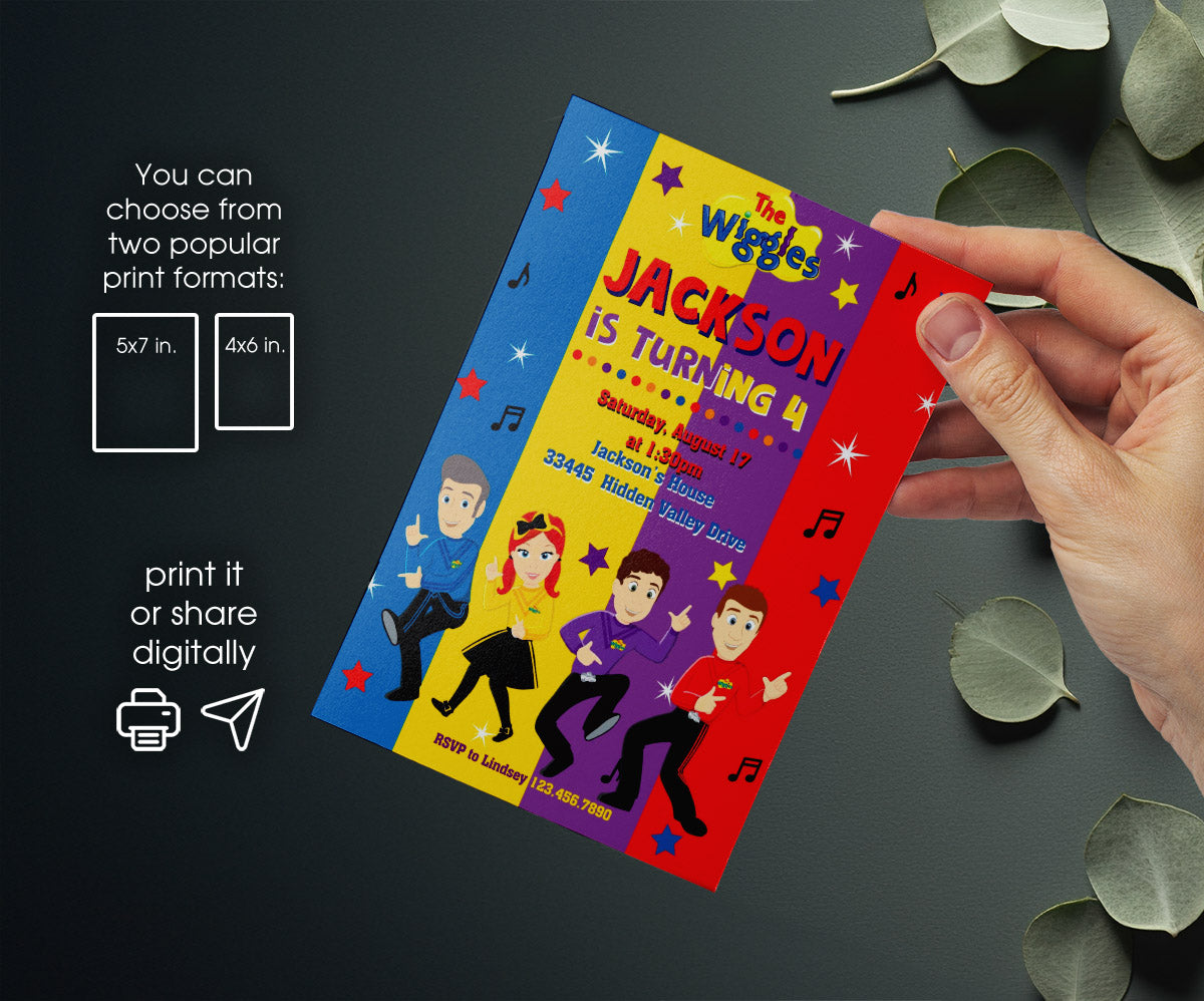 Wiggles One Finger One Thumb customizable invitation template | Share or Print | LA273