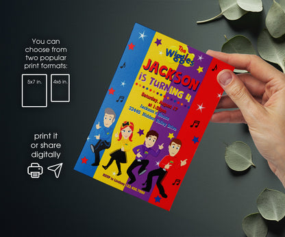 Wiggles One Finger One Thumb customizable invitation template | Share or Print | LA273
