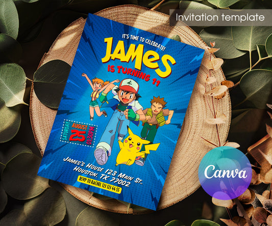 Pokemon Pikachu customizable invitation template | Share or Print | YE960