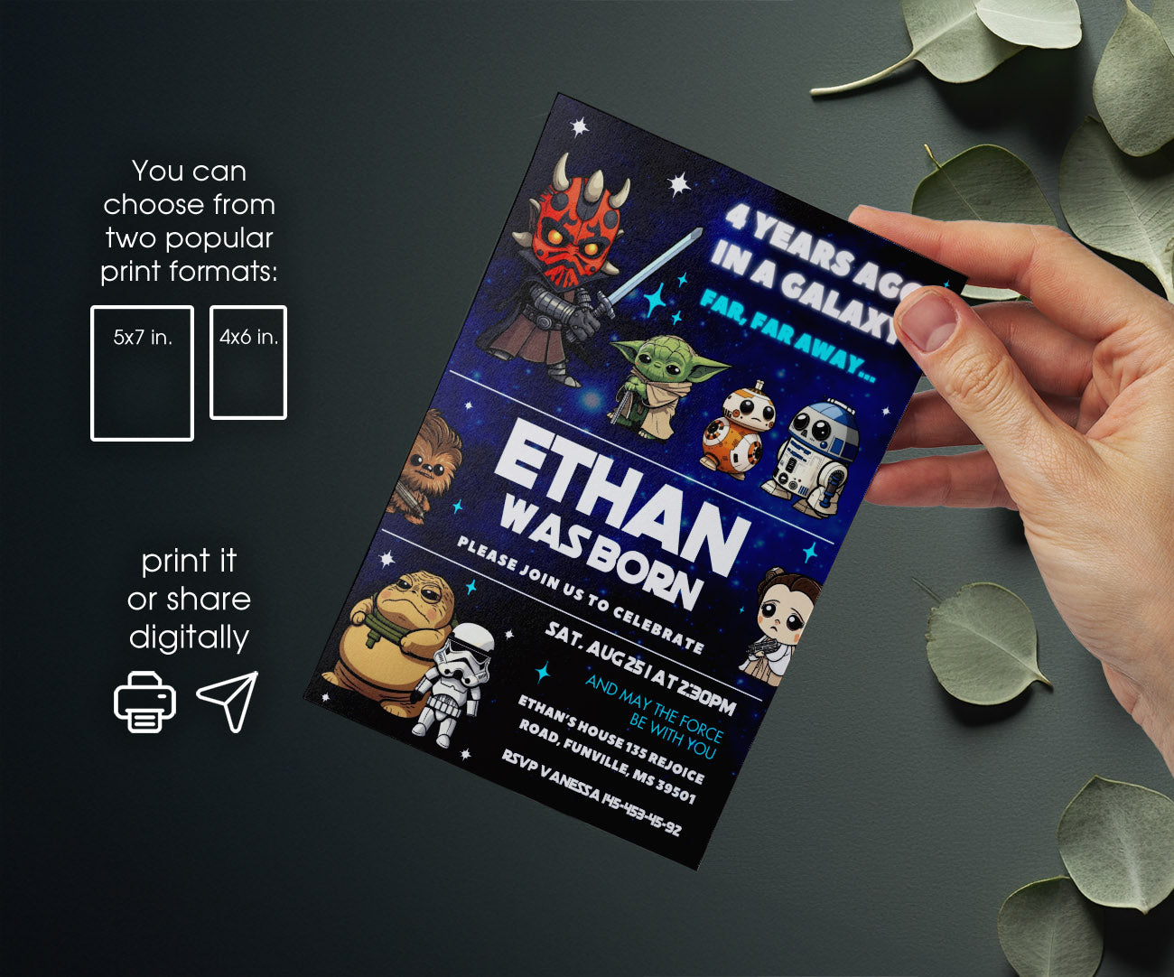 Star Wars Darth Vader customizable invitation template | Share or Print | boy | CN036