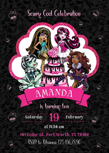 Monster High customizable invitation template | Share or Print | girl | EJ727