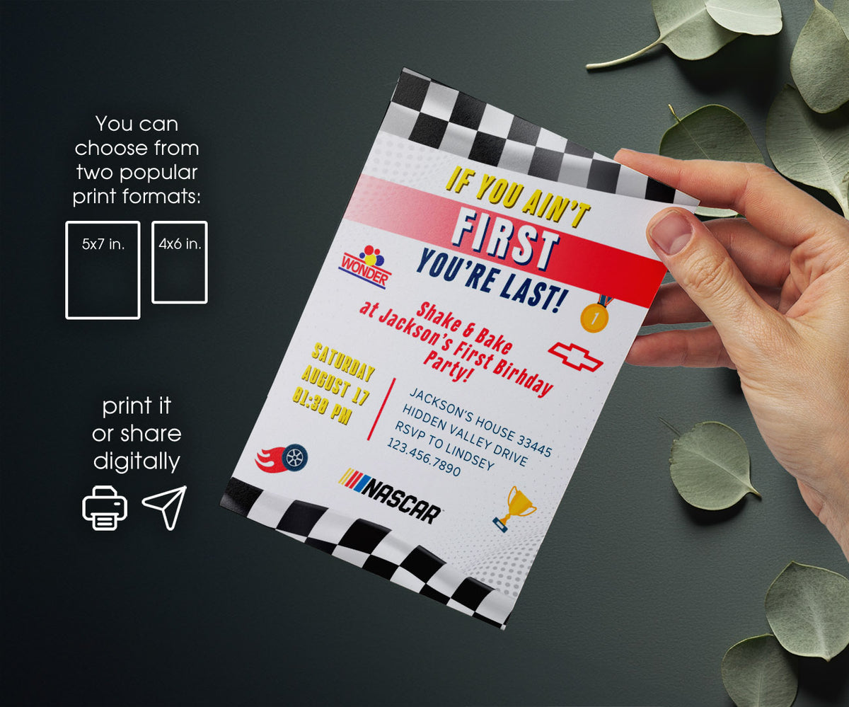 Nascar Ricky Bobby customizable invitation template | Share or Print | boy | VN095