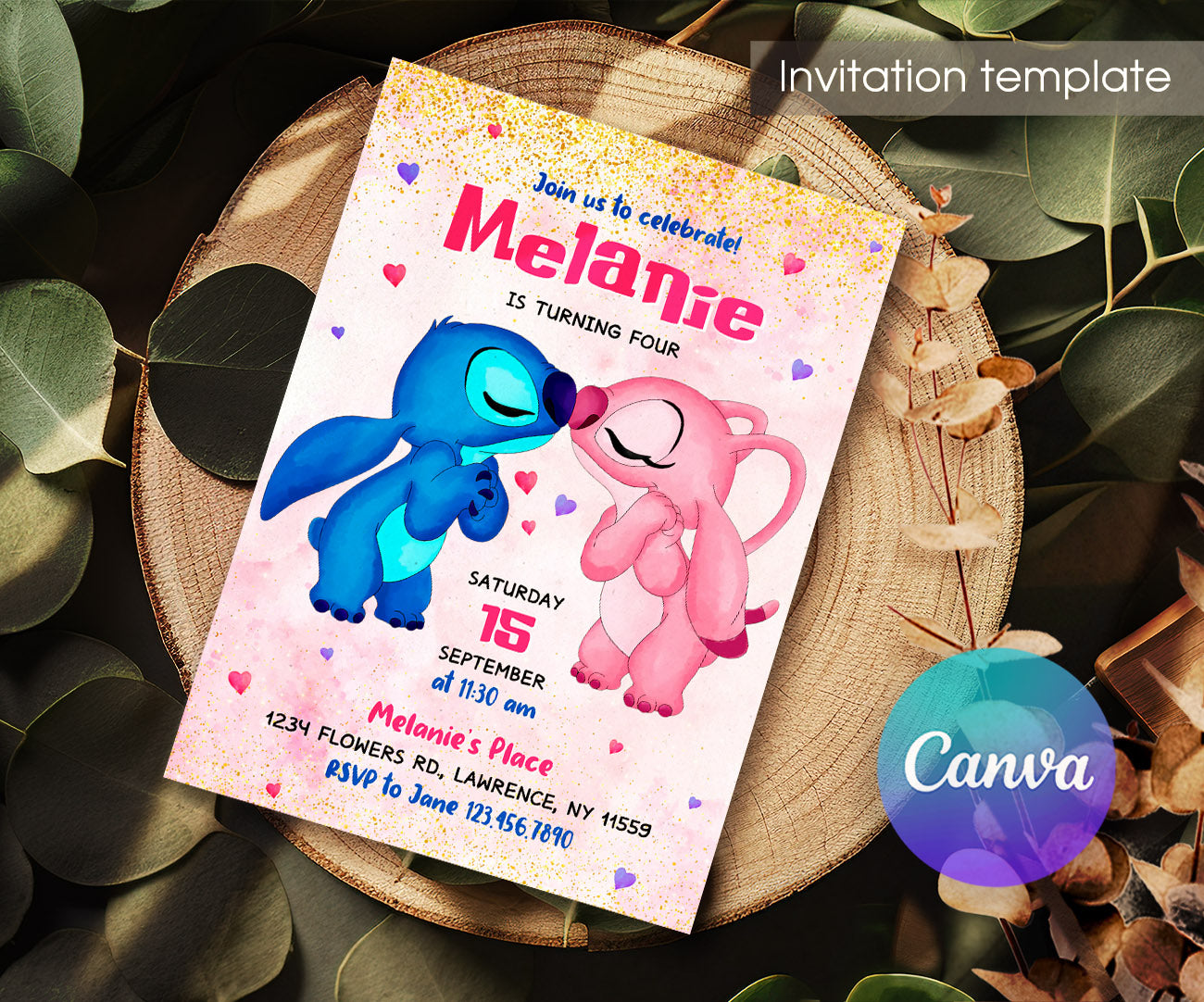 Lilo & Stitch Angel customizable invitation template | Share or Print | girl | NV853