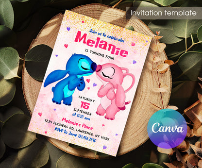 Lilo & Stitch Angel customizable invitation template | Share or Print | girl | NV853