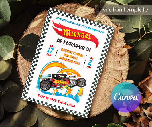 Hot Wheels Racing customizable invitation template | Share or Print | boy | AG152