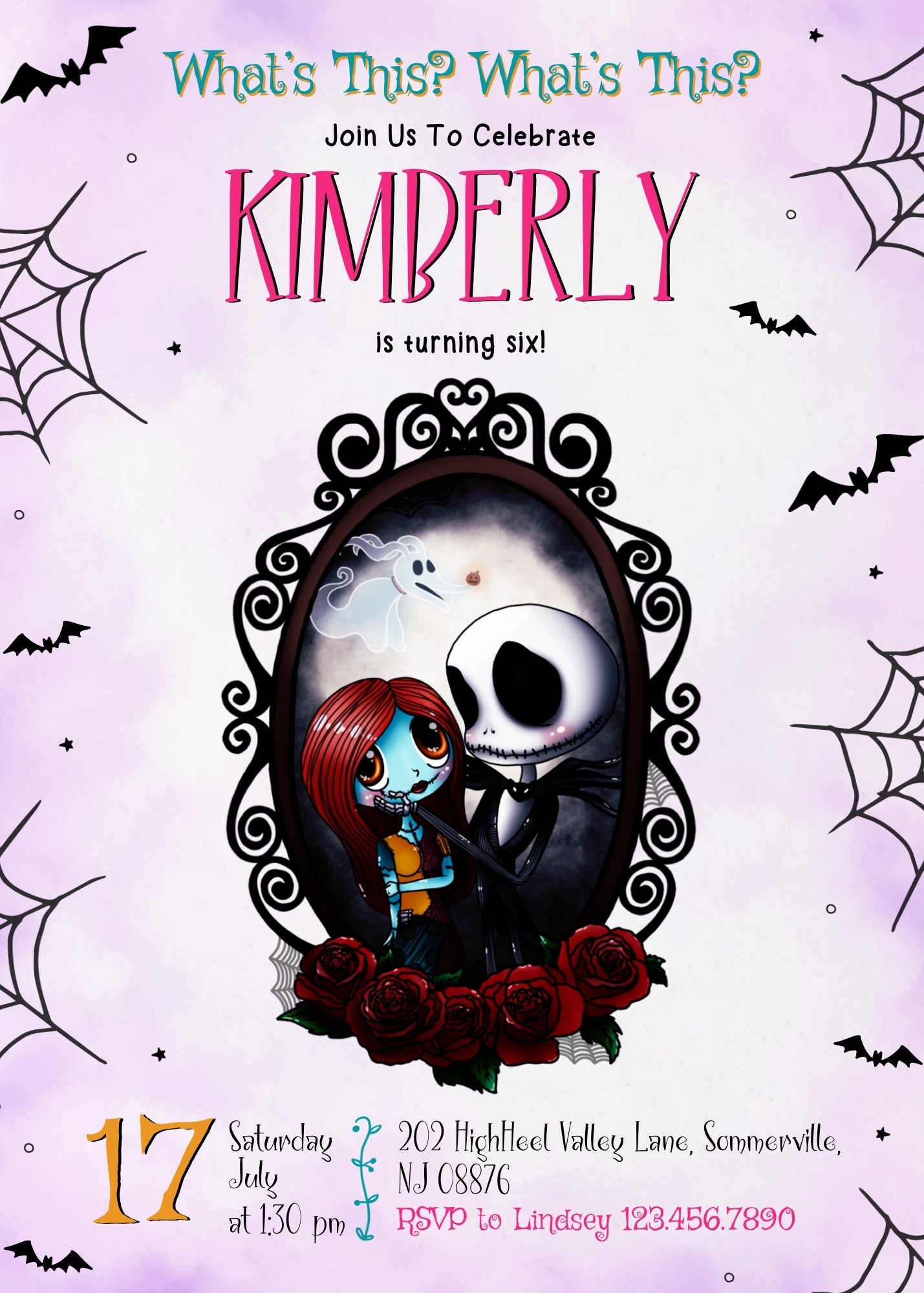 The Nightmare Before Christmas Halloween customizable invitation template | Share or Print | ZH450