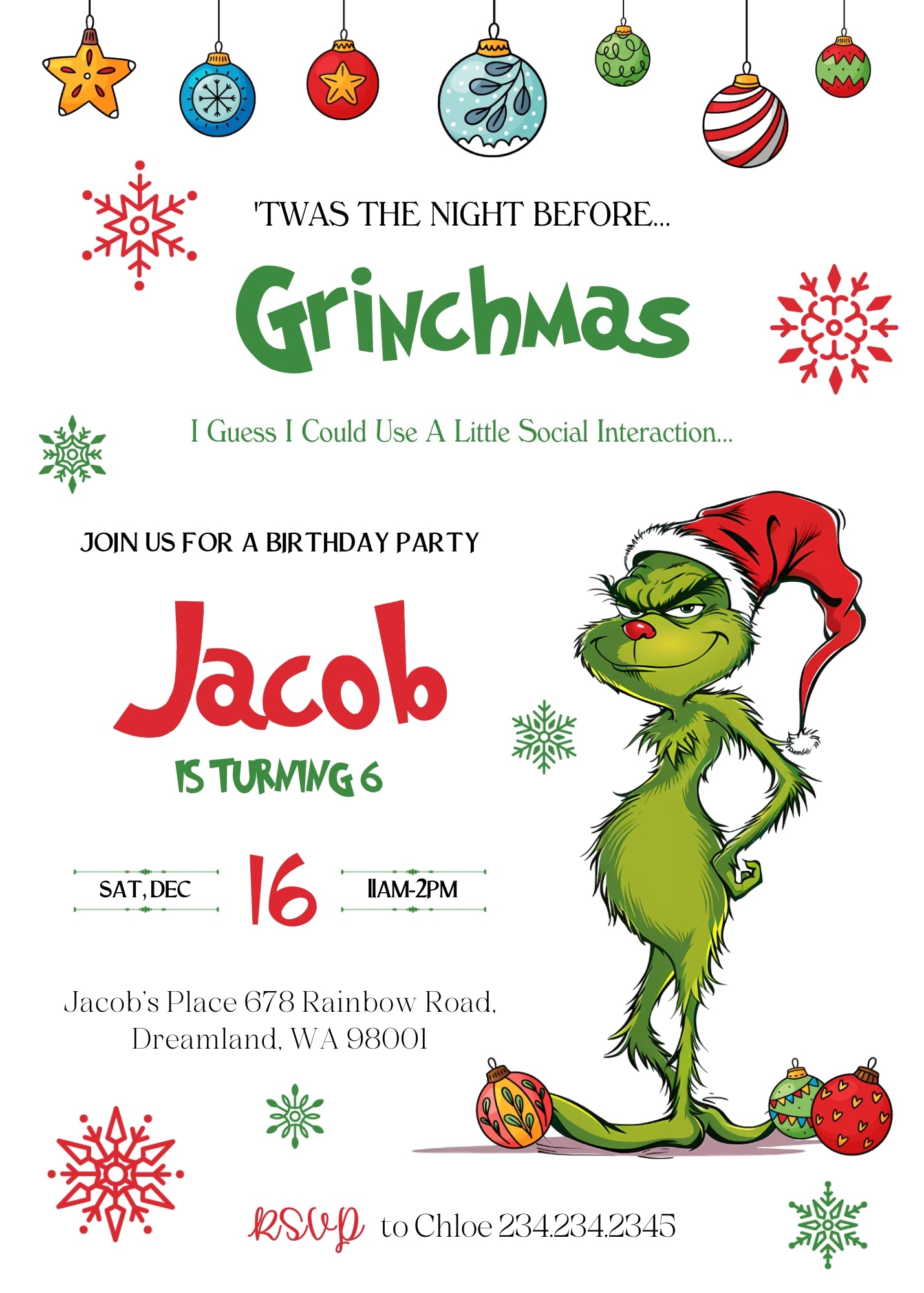 The Grinch  Merry Grinchmas customizable invitation template | Share or Print | PV868