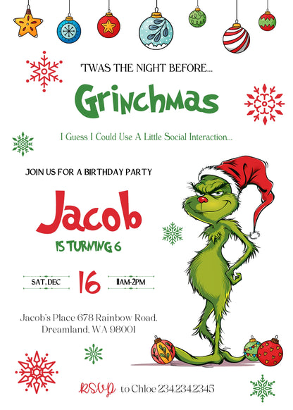 The Grinch  Merry Grinchmas customizable invitation template | Share or Print | PV868