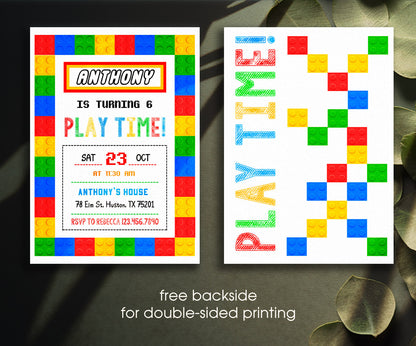 Lego customizable invitation template | Share or Print | PN682