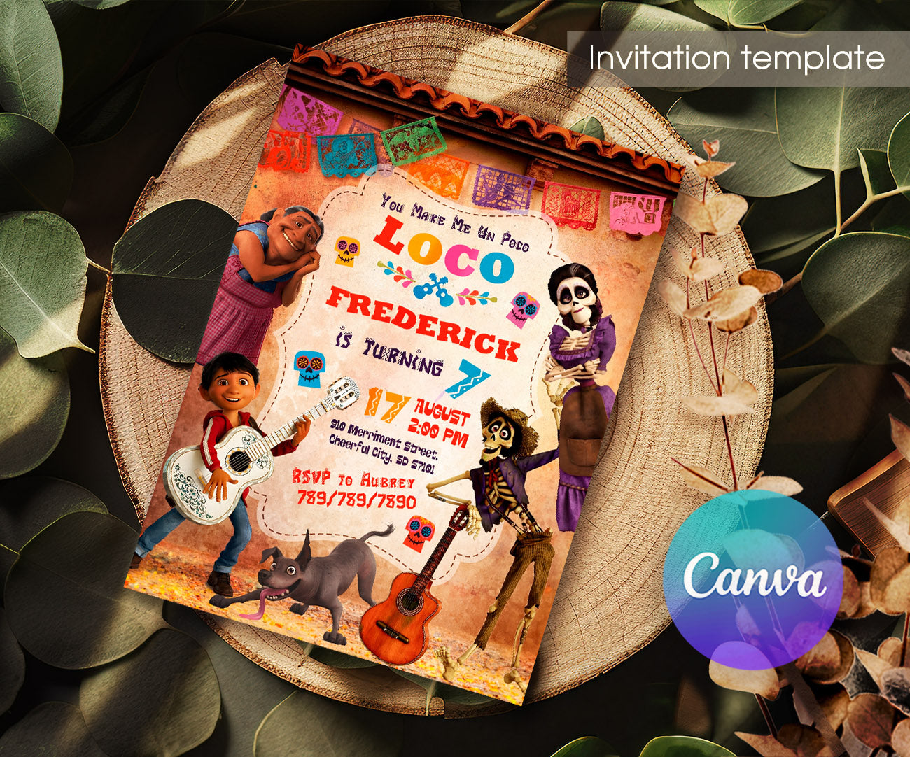 Coco Día Muertos Halloween customizable invitation template | Share or Print | DF225