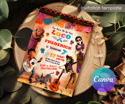 Coco Día Muertos Halloween customizable invitation template | Share or Print | DF225