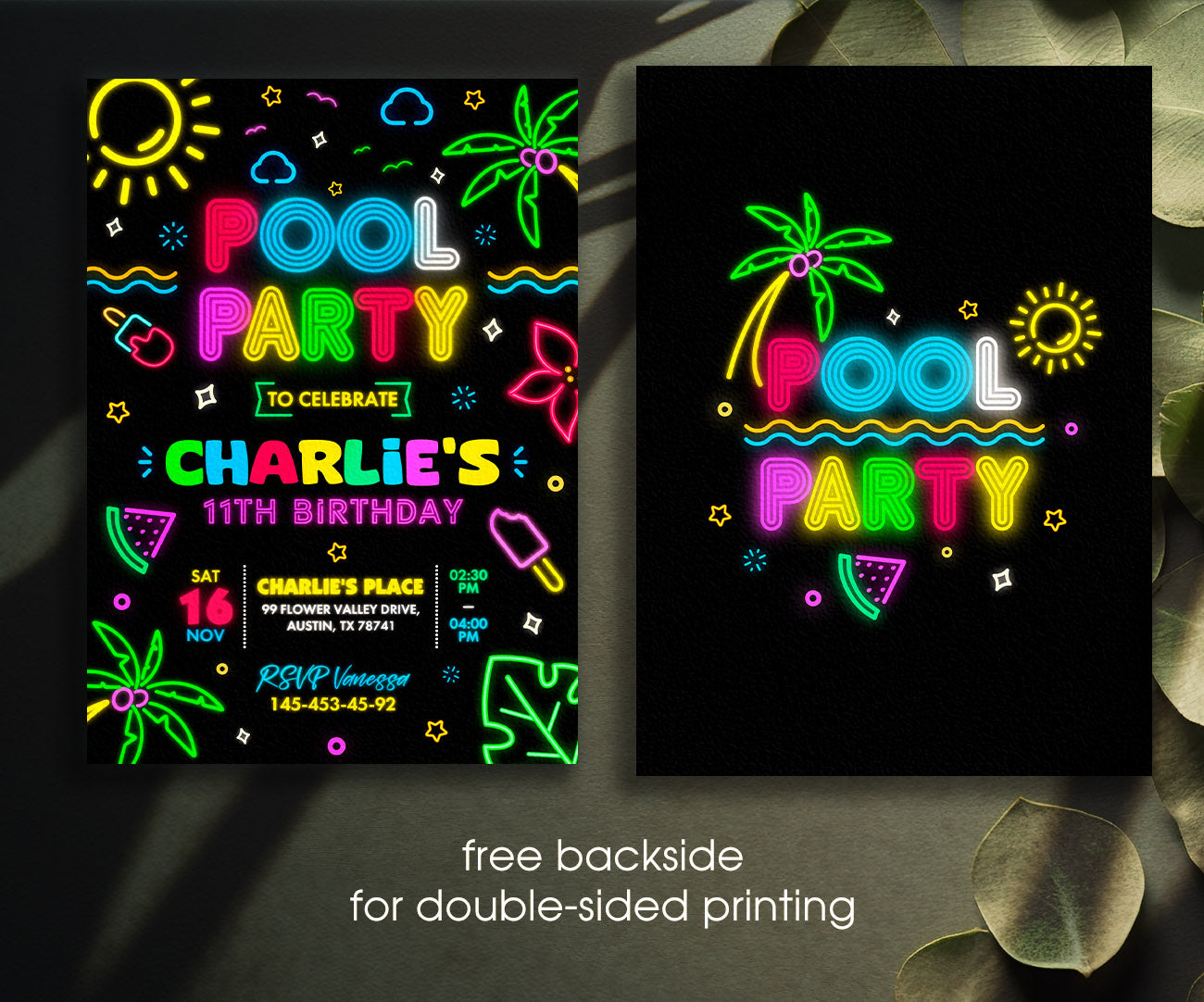 Pool Party customizable invitation template | Share or Print | boy | CB035