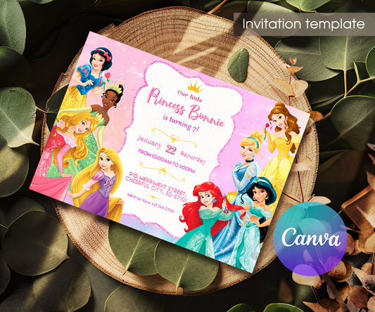 Disney Princess customizable invitation template | Share or Print | girl | DV941
