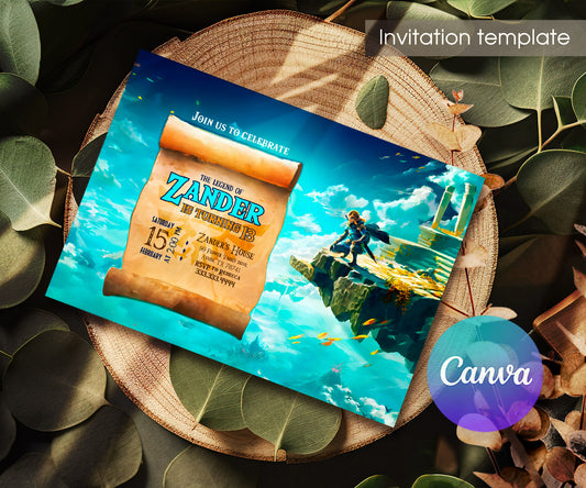 Legend of Zelda Gamer customizable invitation template | Share or Print | KF991