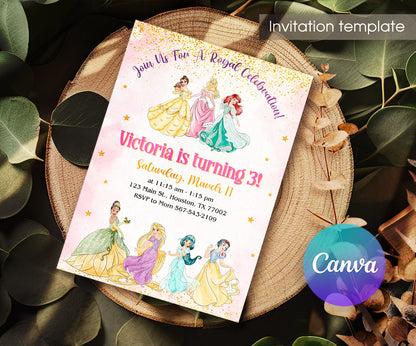 Disney Princess customizable invitation template | Share or Print | girl | BI627