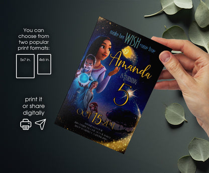 Wish Magic Asha customizable invitation template | Share or Print | girl | CE043