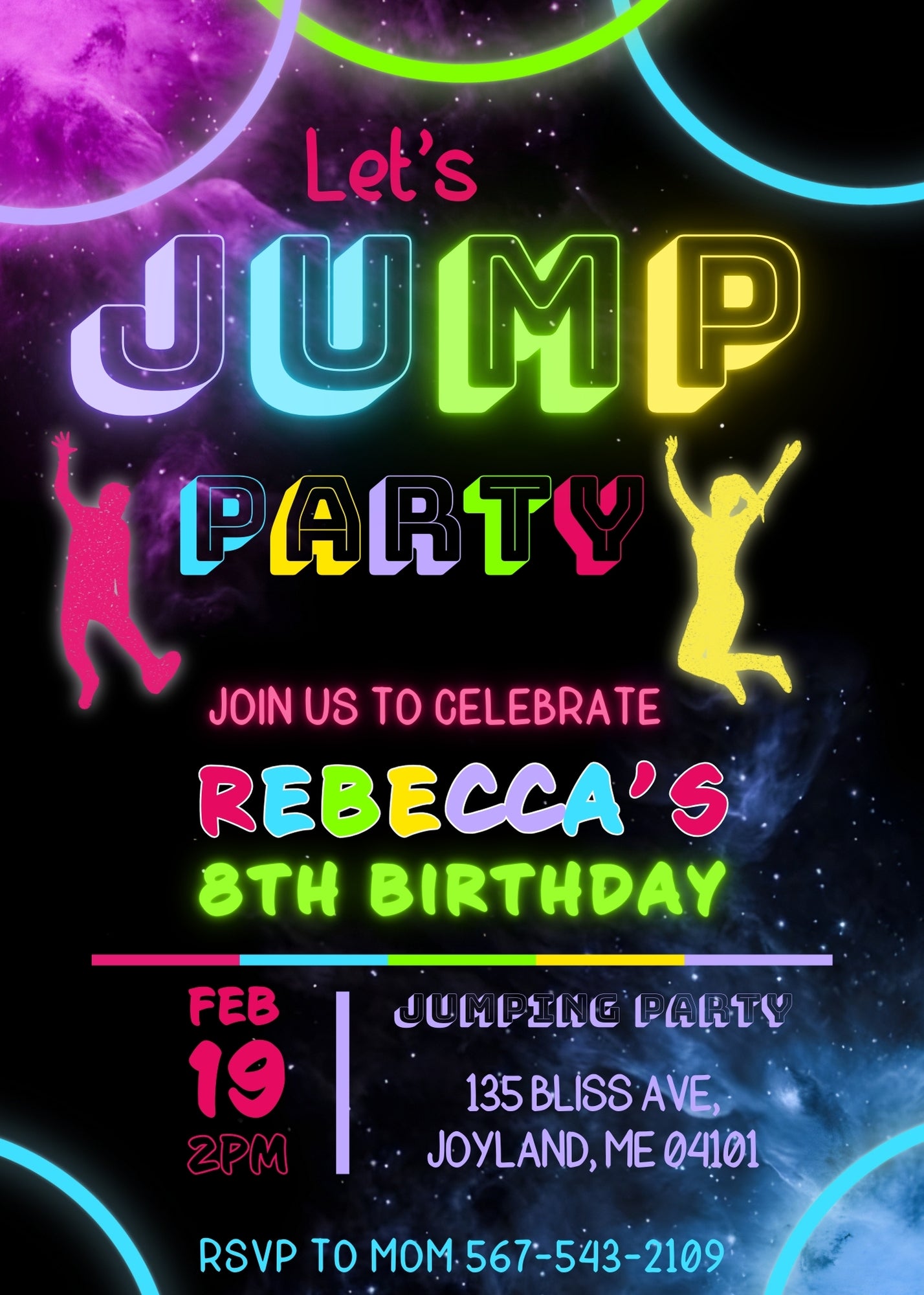 Trampoline Jump Party customizable invitation template | Share or Print | XW984