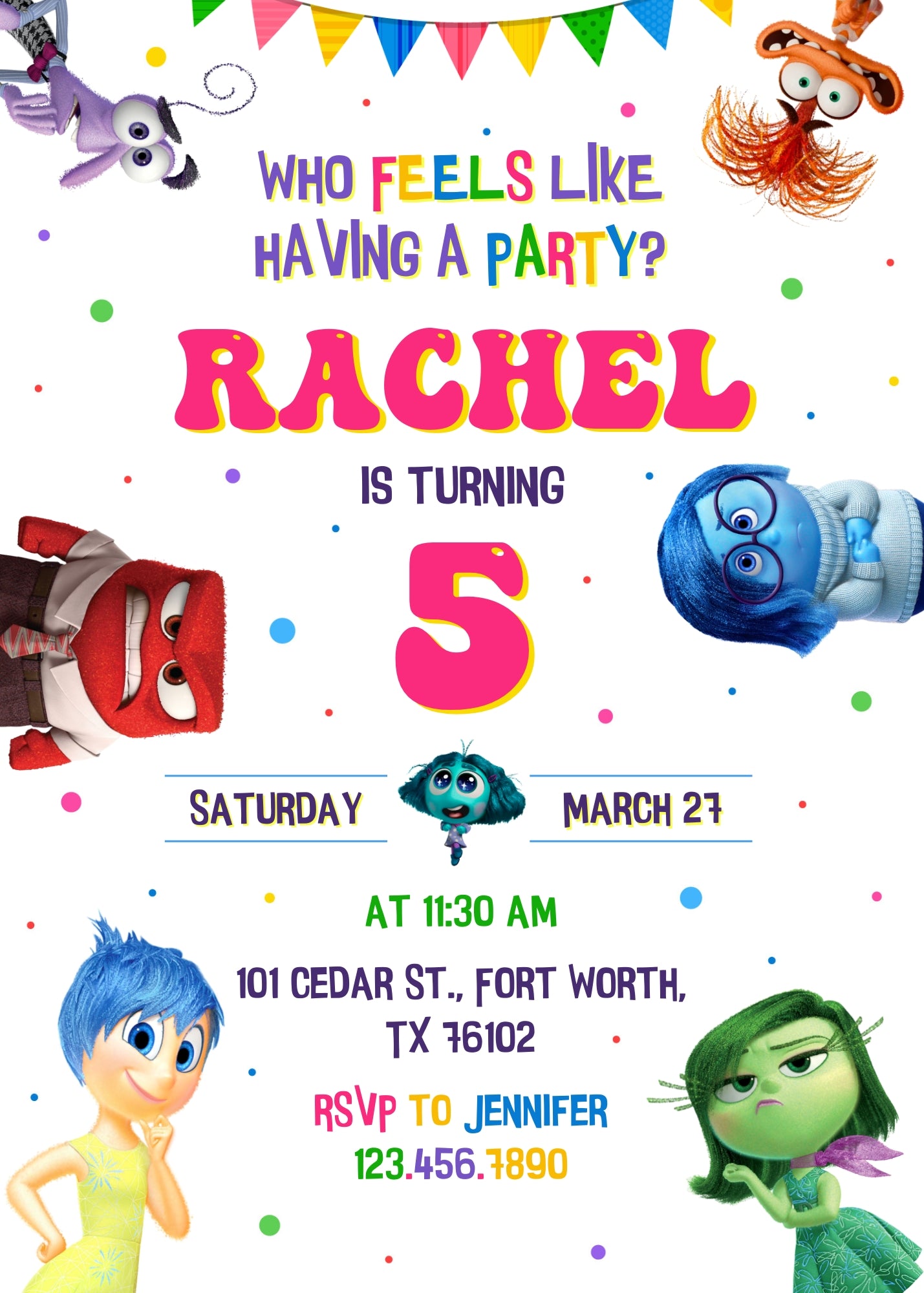 Inside Out 2 customizable invitation template | Share or Print | AT486