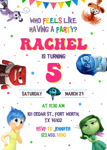 Inside Out 2 customizable invitation template | Share or Print | AT486