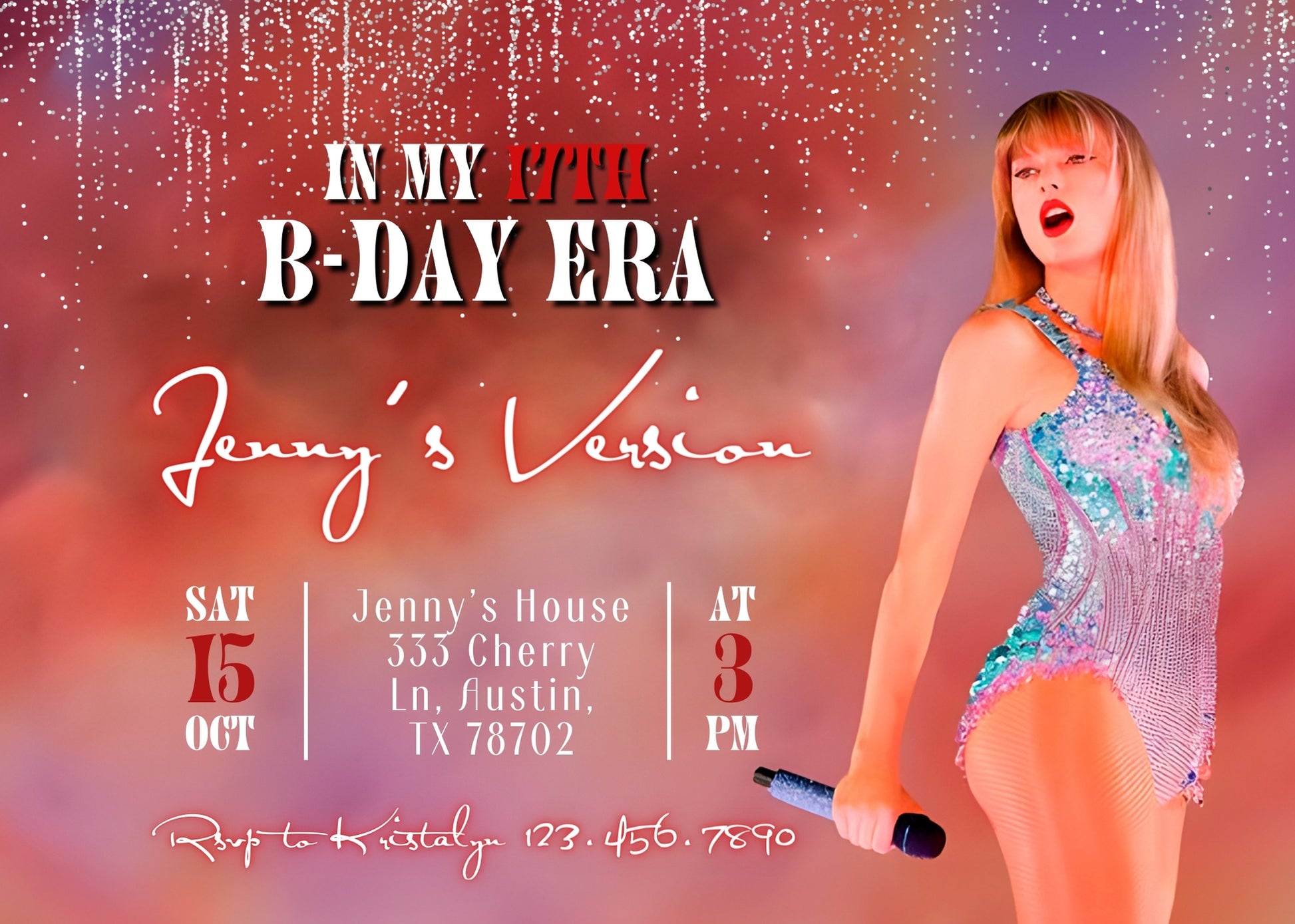 Taylor Swift Eras Tour customizable invitation template | Share or Print | girl | TC524