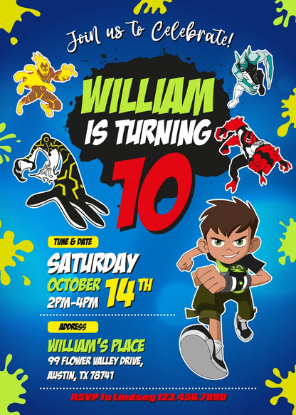 Ben 10 Alien Force customizable invitation template | Share or Print | boy | QF815