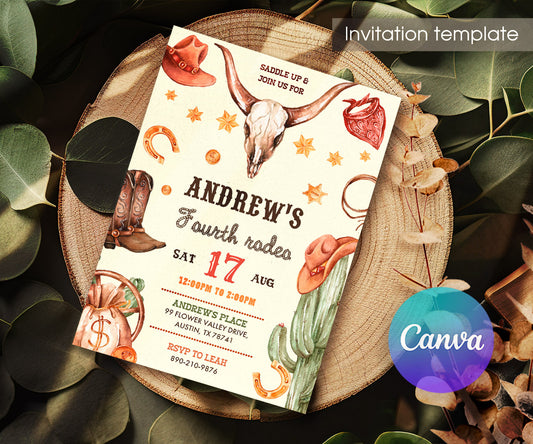 Cowboy Rodeo customizable invitation template | Share or Print | boy | UI155