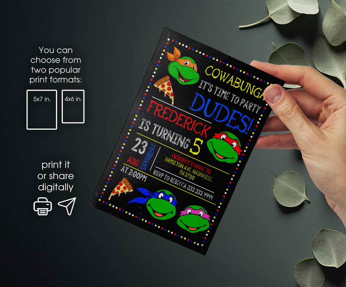 Teenage Mutant Ninja Turtles customizable invitation template | Share or Print | boy | AS350