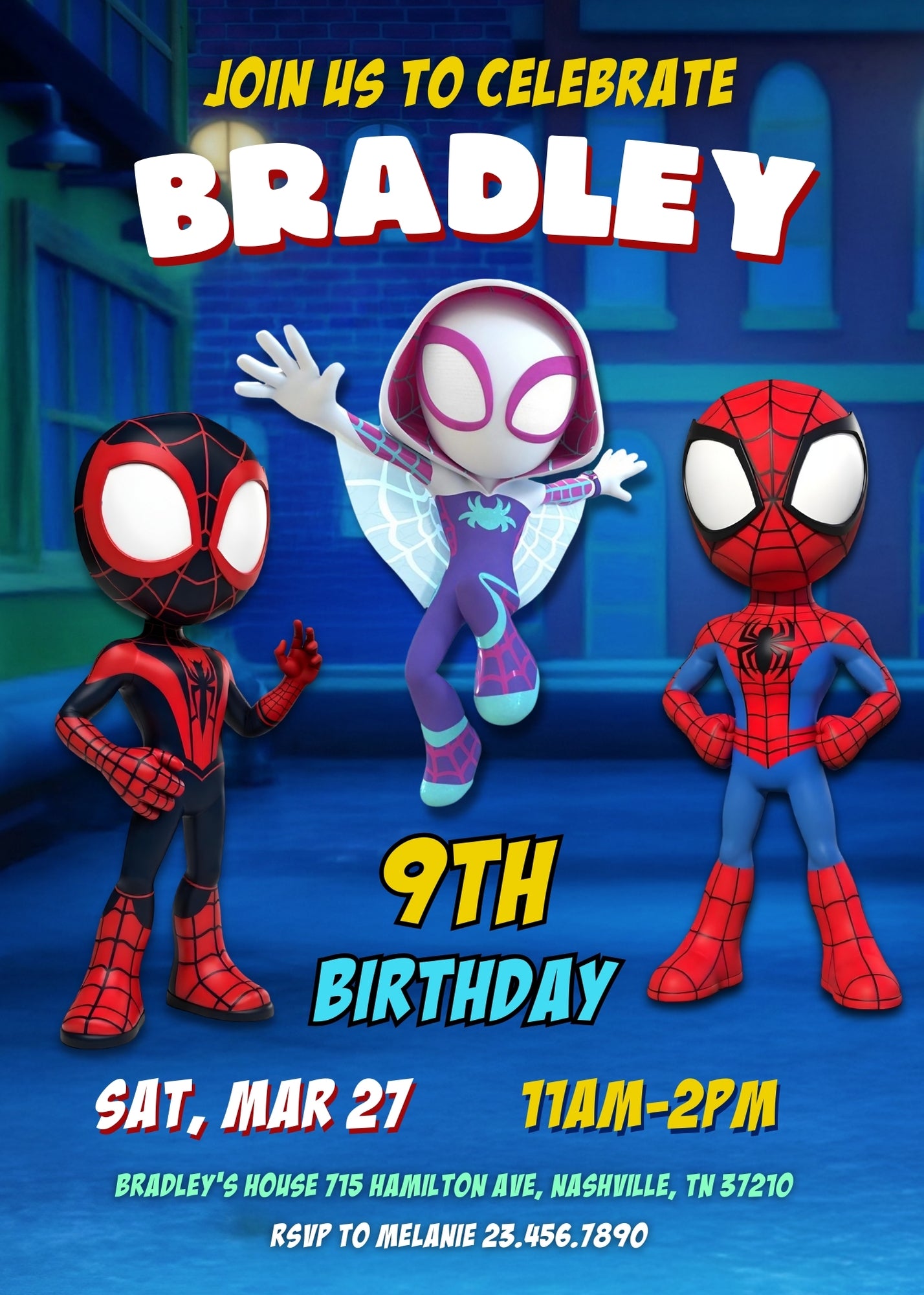 Spidey and His Amazing Friends customizable invitation template | Share or Print | boy | KN820