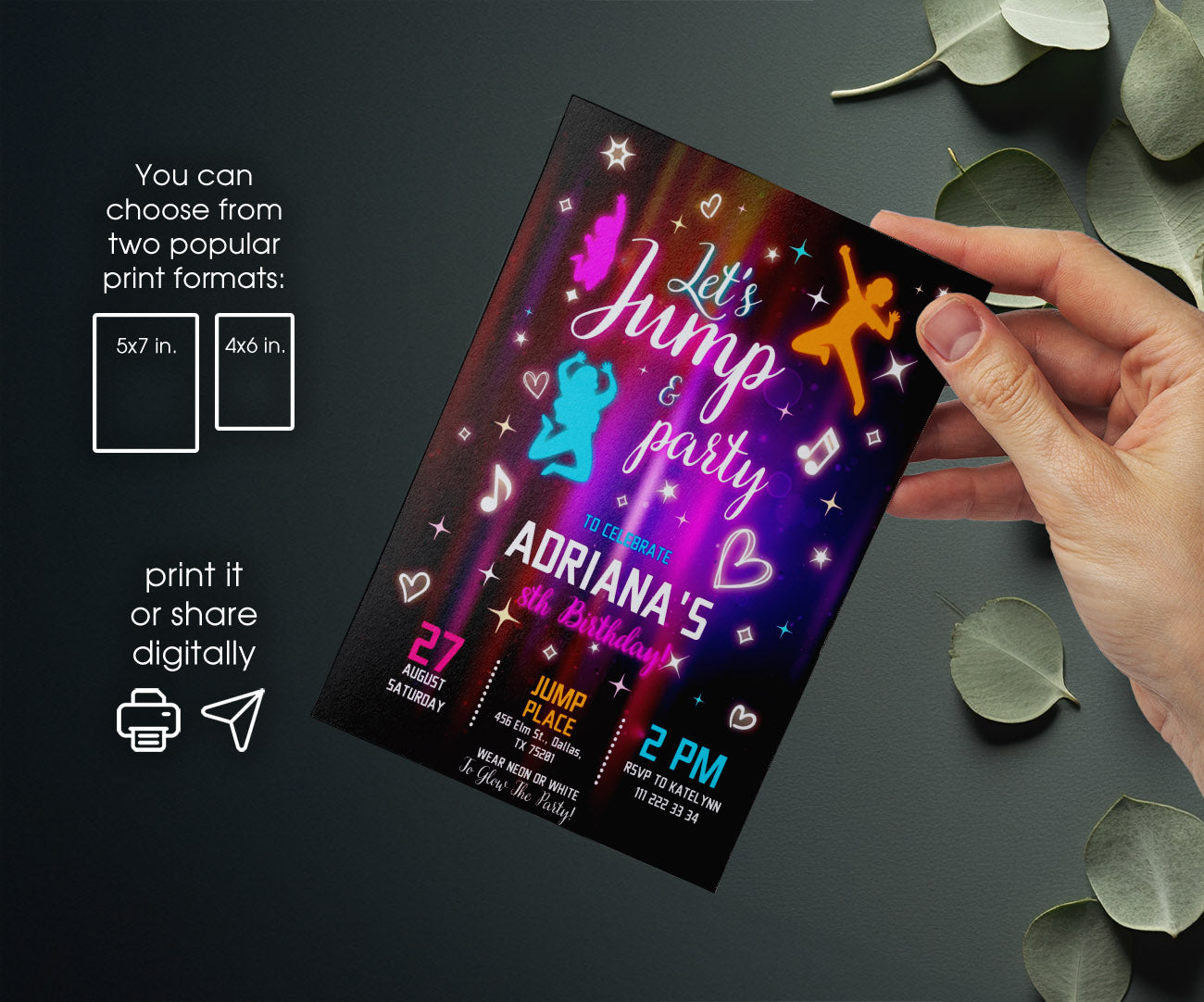 Trampoline Jump Party customizable invitation template | Share or Print | ZG224