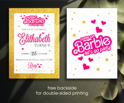 Barbie Pink customizable invitation template | Share or Print | girl | AX085