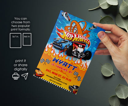 Hot Wheels Racing customizable invitation template | Share or Print | boy | VP883