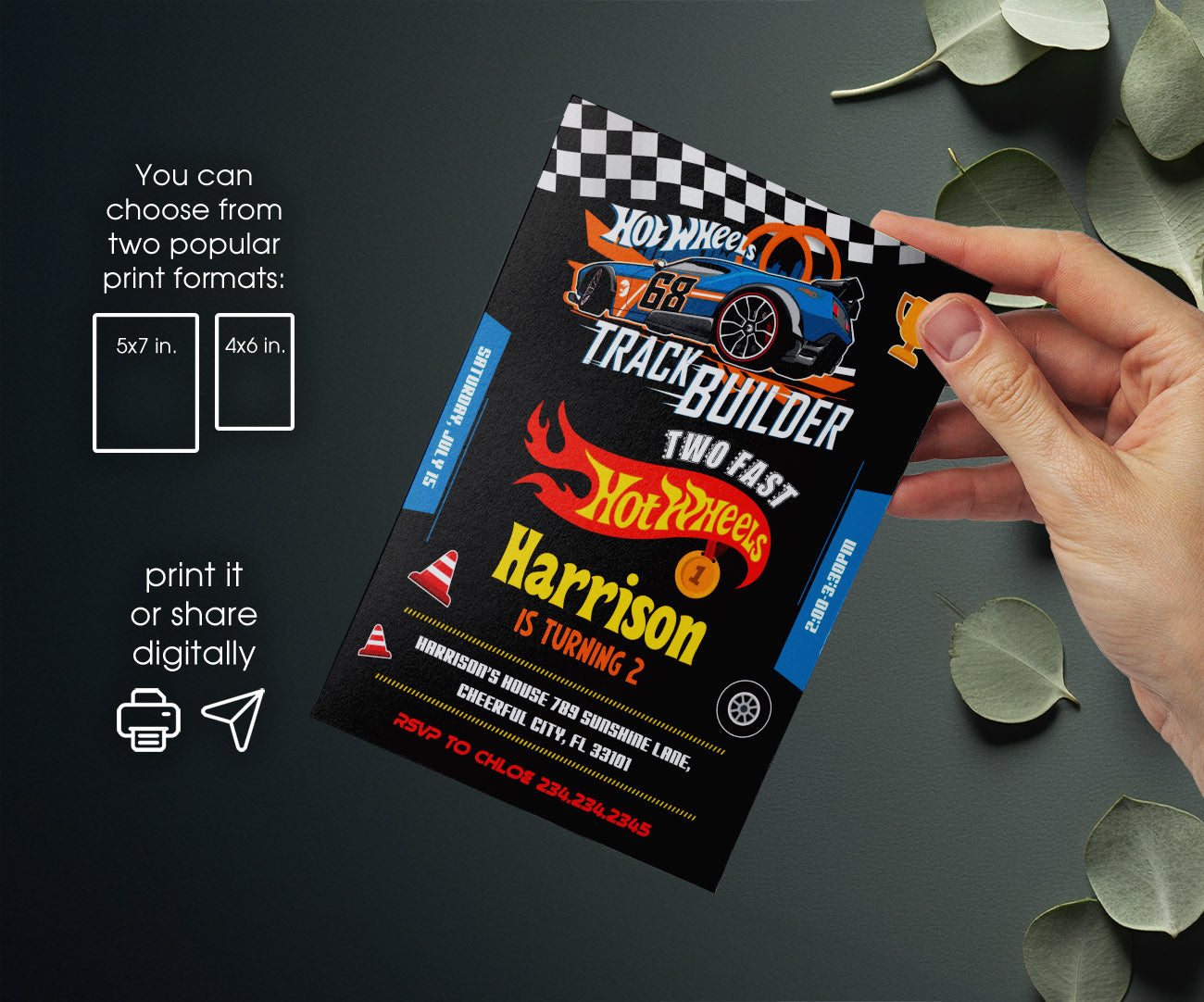 Hot Wheels Two Fast 2 Furious customizable invitation template | Share or Print | boy | WP750