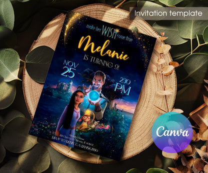 Wish Magic Asha customizable invitation template | Share or Print | girl | YB631