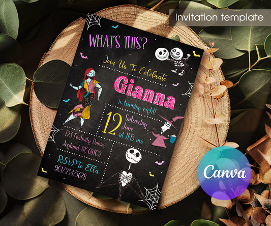 The Nightmare Before Christmas Halloween customizable invitation template | Share or Print | FL741