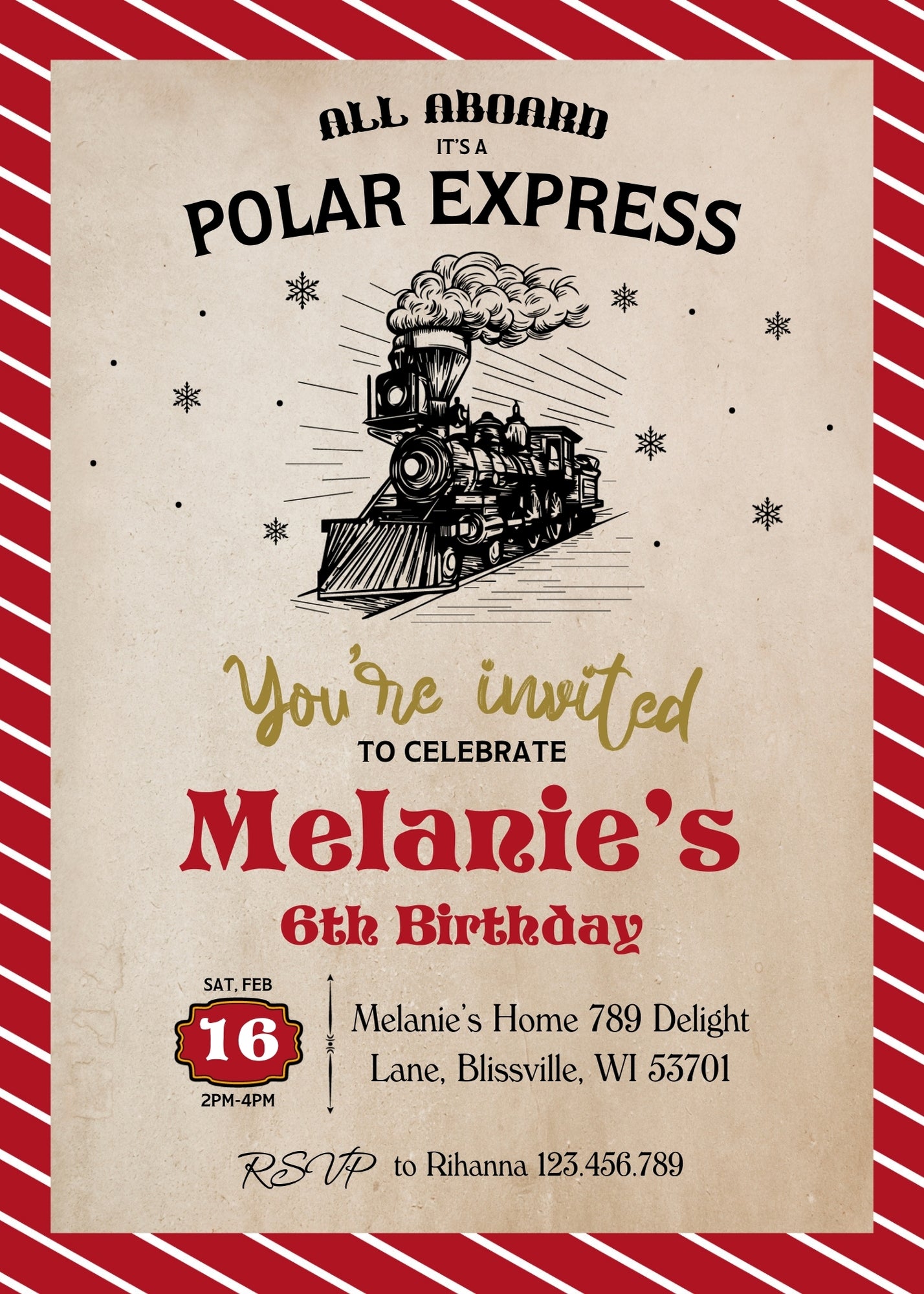 The Polar Express Christmass Train customizable invitation template | Share or Print | OI917