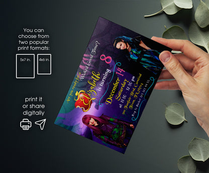 Descendants Disney customizable invitation template | Share or Print | VR565