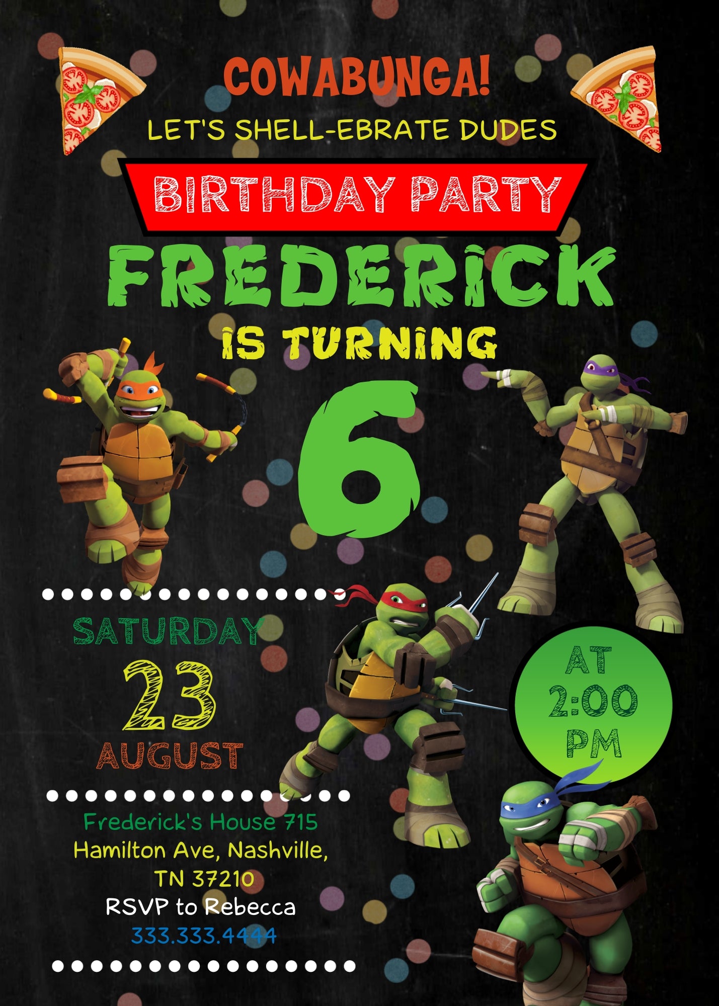 Teenage Mutant Ninja Turtles customizable invitation template | Share or Print | boy | DD658