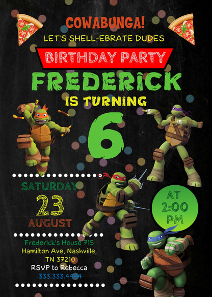 Teenage Mutant Ninja Turtles customizable invitation template | Share or Print | boy | DD658