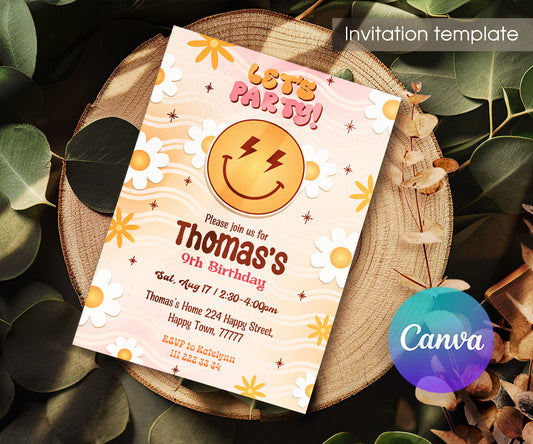 Smiley Face customizable invitation template | Share or Print | ZB177