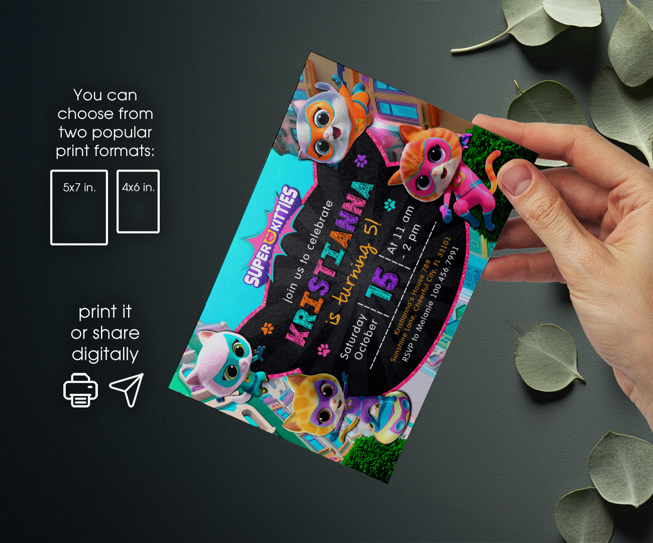 SuperKitties customizable invitation template | Share or Print | KY205