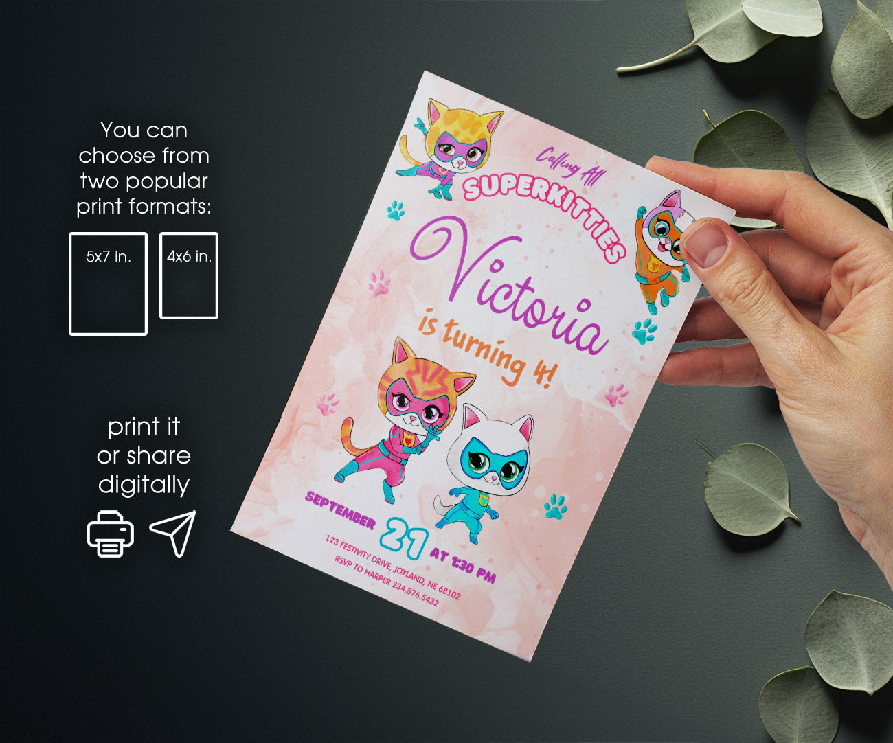 SuperKitties customizable invitation template | Share or Print | ZP604