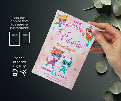 SuperKitties customizable invitation template | Share or Print | ZP604