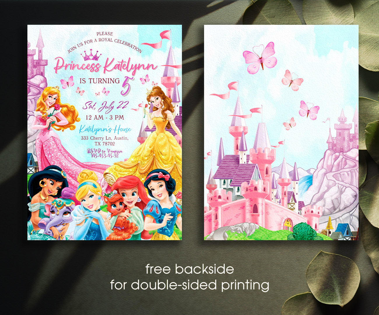 Disney Princess customizable invitation template | Share or Print | girl | GN801